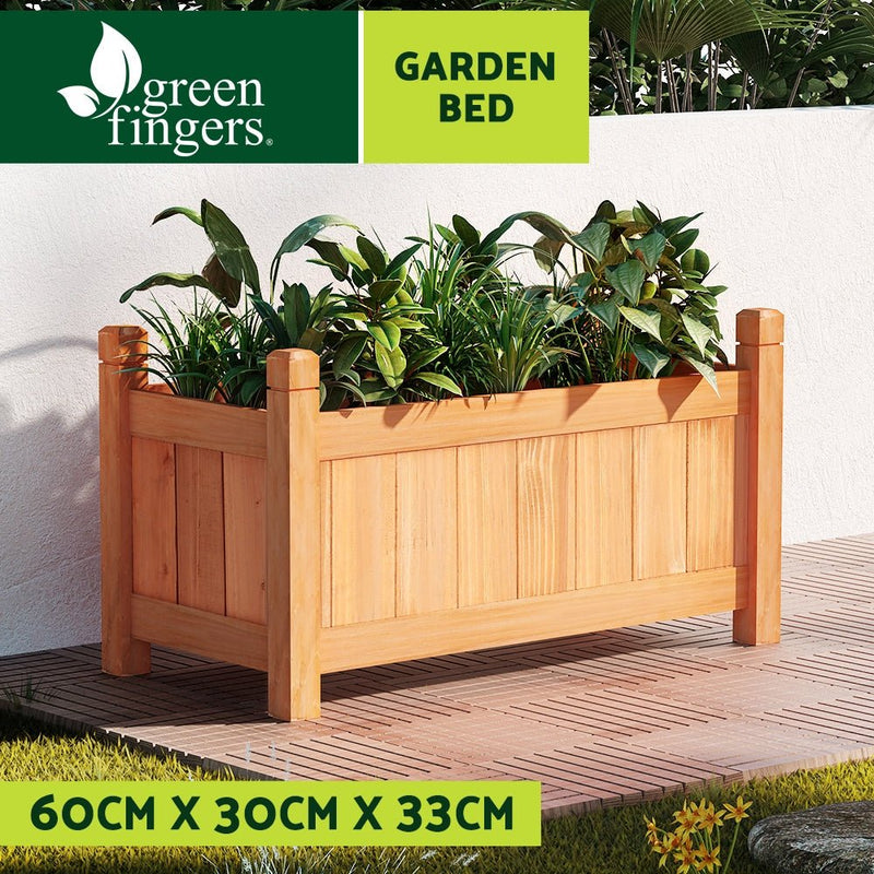 Home & Garden > Garden Beds - Green Fingers Garden Bed 60x30x33cm Wooden Planter Box Raised Container Growing - Garden Yard