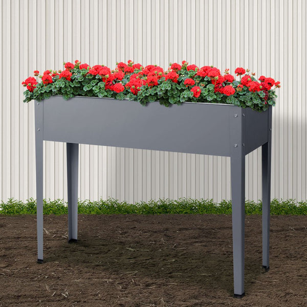 Home & Garden > Garden Beds - Green Fingers Garden Bed Elevated 100X80X30cm Planter Box Container Galvanised - Garden Yard