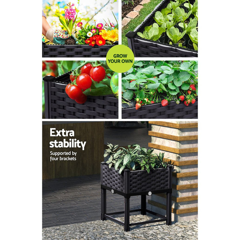 Home & Garden > Garden Beds - Green Fingers Garden Bed Planter Box, 40 x 40 x 23cm Elevated Raised Beds for Vegetables, Flowers & Herbs - Garden Yard