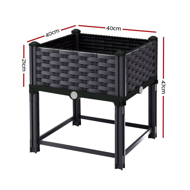 Home & Garden > Garden Beds - Green Fingers Garden Bed Planter Box, 40 x 40 x 23cm Elevated Raised Beds for Vegetables, Flowers & Herbs - Garden Yard