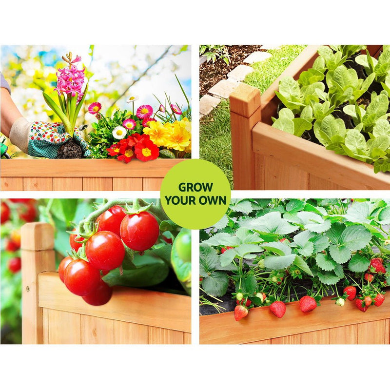 Home & Garden > Garden Beds - Greenfingers Wooden Garden Bed 90x30x33cm Raised Garden Planter Box for Flowers, Vegetables & Storage - Garden Yard