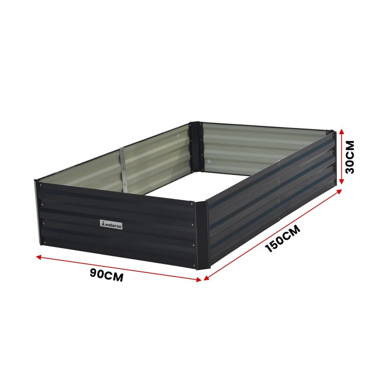 Home & Garden > Garden Beds - Wallaroo 150 x 90 x 30cm Galvanized Steel Garden Bed - Black - Garden Yard