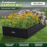 Home & Garden > Garden Beds - Wallaroo 150 x 90 x 30cm Galvanized Steel Garden Bed - Black - Garden Yard