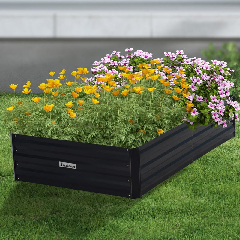 Home & Garden > Garden Beds - Wallaroo 150 x 90 x 30cm Galvanized Steel Garden Bed - Black - Garden Yard