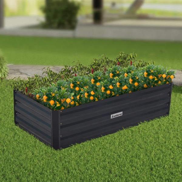 Home & Garden > Garden Beds - Wallaroo Garden Bed 120 x 60 x 30cm Galvanized Steel - Black - Garden Yard