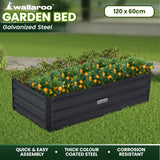 Home & Garden > Garden Beds - Wallaroo Garden Bed 120 x 60 x 30cm Galvanized Steel - Black - Garden Yard