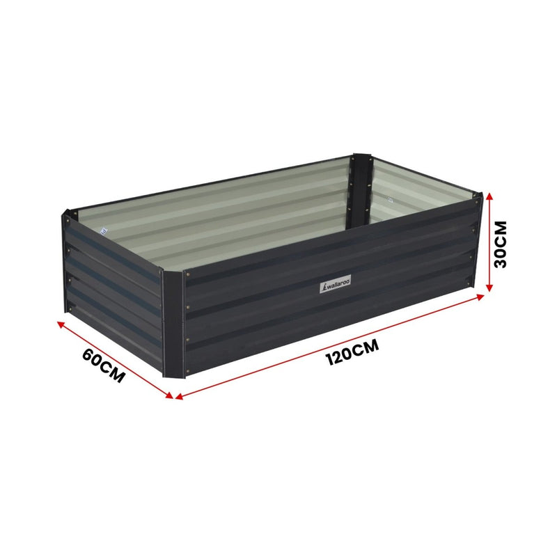 Home & Garden > Garden Beds - Wallaroo Garden Bed 120 x 60 x 30cm Galvanized Steel - Black - Garden Yard