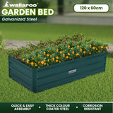Home & Garden > Garden Beds - Wallaroo Garden Bed 120 x 60 x 30cm Galvanized Steel - Green - Garden Yard