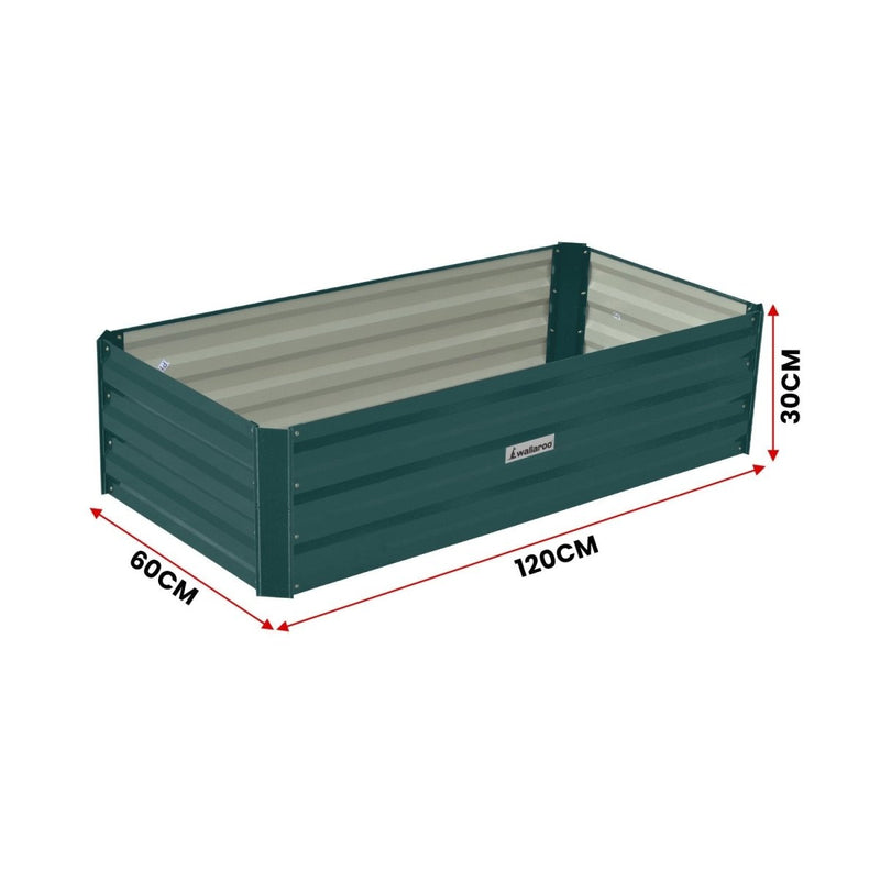 Home & Garden > Garden Beds - Wallaroo Garden Bed 120 x 60 x 30cm Galvanized Steel - Green - Garden Yard