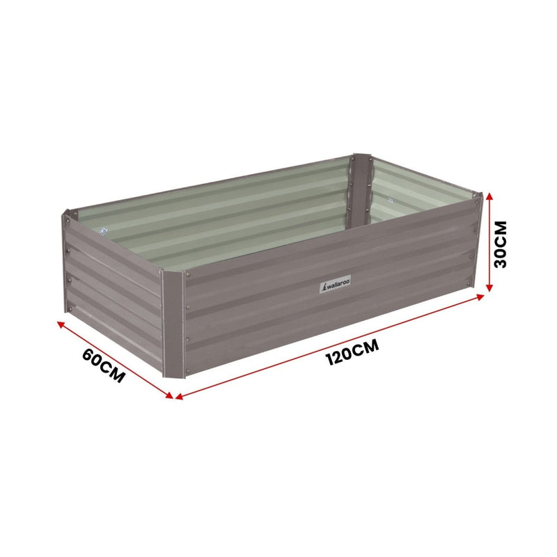 Home & Garden > Garden Beds - Wallaroo Garden Bed 120 x 60 x 30cm Galvanized Steel - Grey - Garden Yard