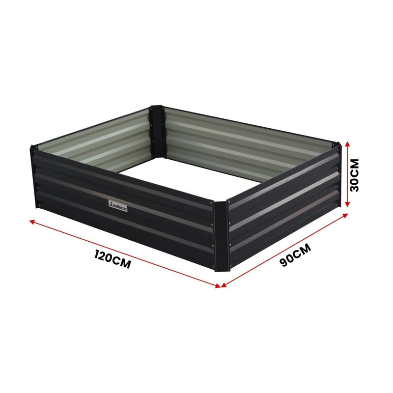 Home & Garden > Garden Beds - Wallaroo Garden Bed 120 x 90 x 30cm Galvanized Steel - Black - Garden Yard