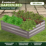 Home & Garden > Garden Beds - Wallaroo Garden Bed 120 x 90 x 30cm Galvanized Steel - Grey - Garden Yard