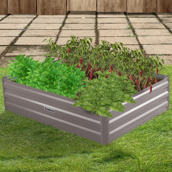 Home & Garden > Garden Beds - Wallaroo Garden Bed 120 x 90 x 30cm Galvanized Steel - Grey - Garden Yard
