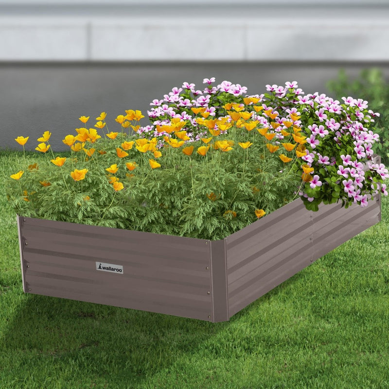 Home & Garden > Garden Beds - Wallaroo Garden Bed 150 x 90 x 30cm Galvanized Steel - Grey - Garden Yard