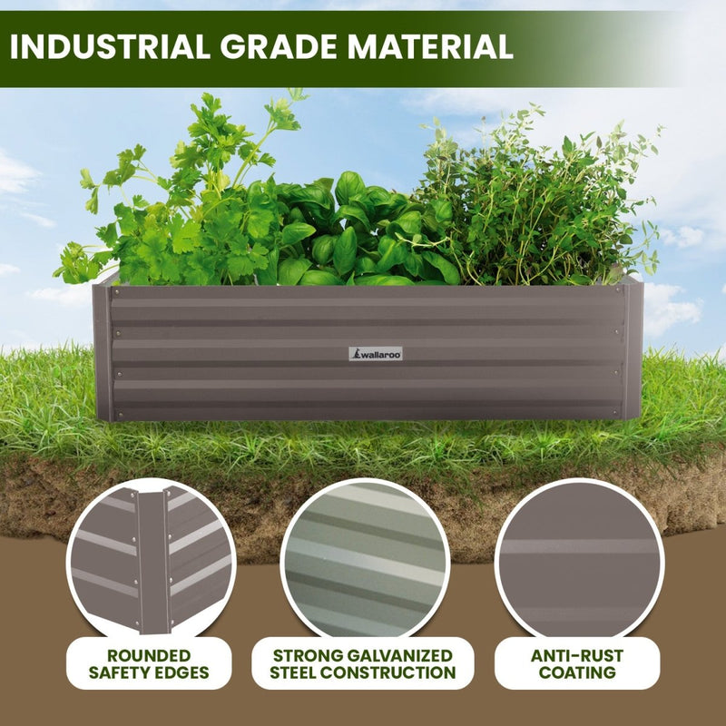 Home & Garden > Garden Beds - Wallaroo Garden Bed 150 x 90 x 30cm Galvanized Steel - Grey - Garden Yard