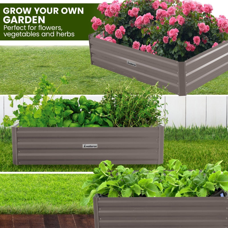 Home & Garden > Garden Beds - Wallaroo Garden Bed 150 x 90 x 30cm Galvanized Steel - Grey - Garden Yard