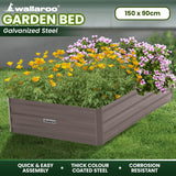 Home & Garden > Garden Beds - Wallaroo Garden Bed 150 x 90 x 30cm Galvanized Steel - Grey - Garden Yard