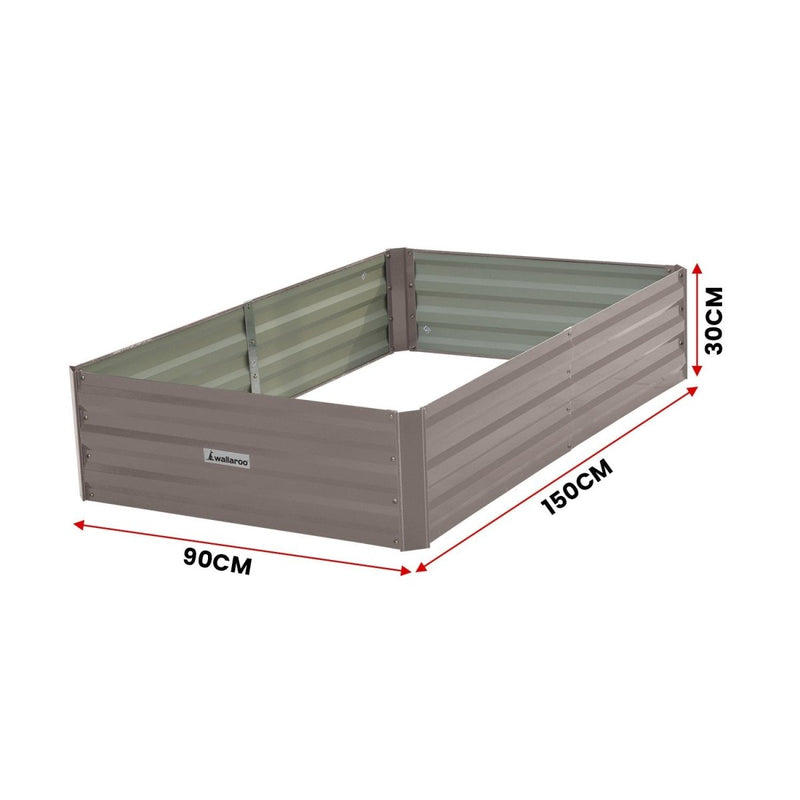 Home & Garden > Garden Beds - Wallaroo Garden Bed 150 x 90 x 30cm Galvanized Steel - Grey - Garden Yard