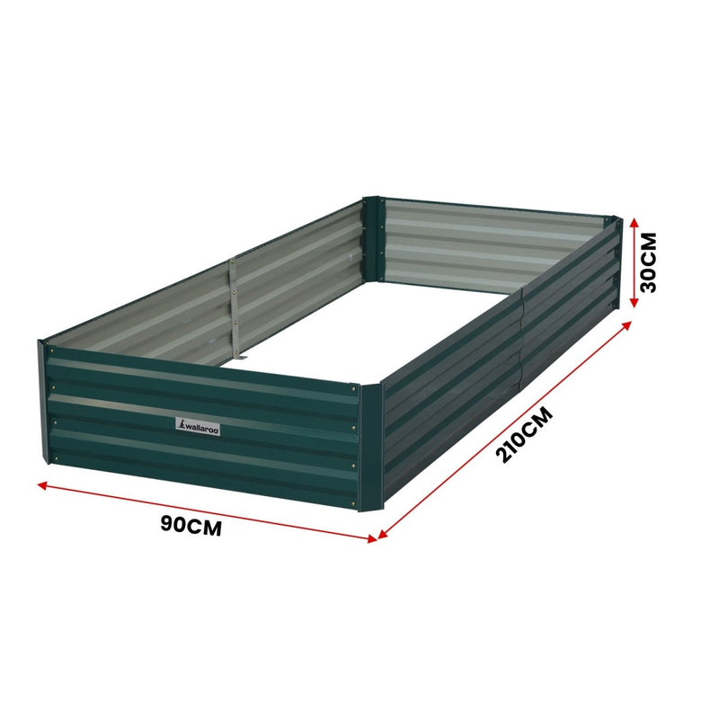 Home & Garden > Garden Beds - Wallaroo Garden Bed 210 x 90 x 30cm Galvanized Steel - Green - Garden Yard