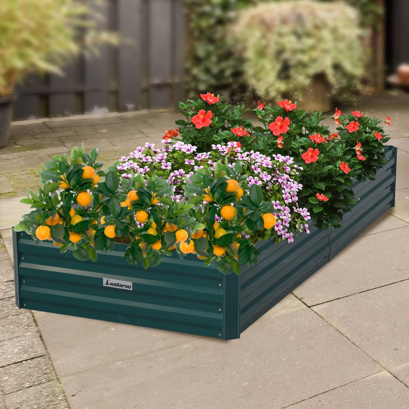Home & Garden > Garden Beds - Wallaroo Garden Bed 210 x 90 x 30cm Galvanized Steel - Green - Garden Yard