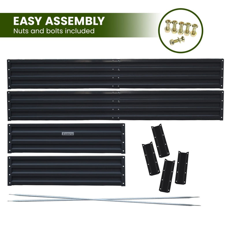 Home & Garden > Garden Beds - Wallaroo Garden Bed 240 x 120 x 30cm Galvanized Steel - Black - Garden Yard
