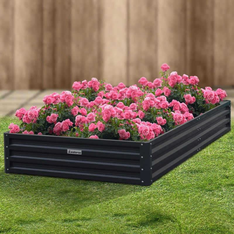 Home & Garden > Garden Beds - Wallaroo Garden Bed 240 x 120 x 30cm Galvanized Steel - Black - Garden Yard