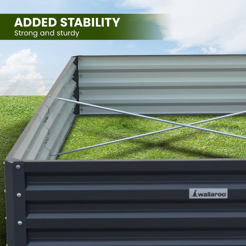 Home & Garden > Garden Beds - Wallaroo Garden Bed 240 x 120 x 30cm Galvanized Steel - Black - Garden Yard