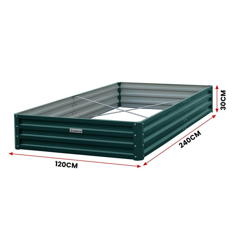 Home & Garden > Garden Beds - Wallaroo Garden Bed 240 x 120 x 30cm Galvanized Steel - Green - Garden Yard