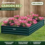 Home & Garden > Garden Beds - Wallaroo Garden Bed 240 x 120 x 30cm Galvanized Steel - Green - Garden Yard