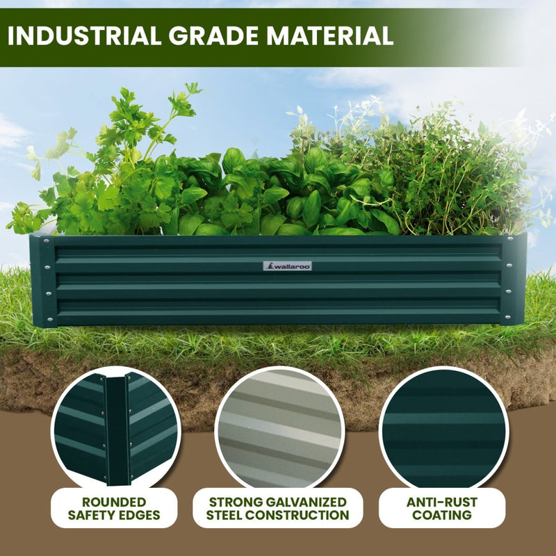 Home & Garden > Garden Beds - Wallaroo Garden Bed 240 x 120 x 30cm Galvanized Steel - Green - Garden Yard
