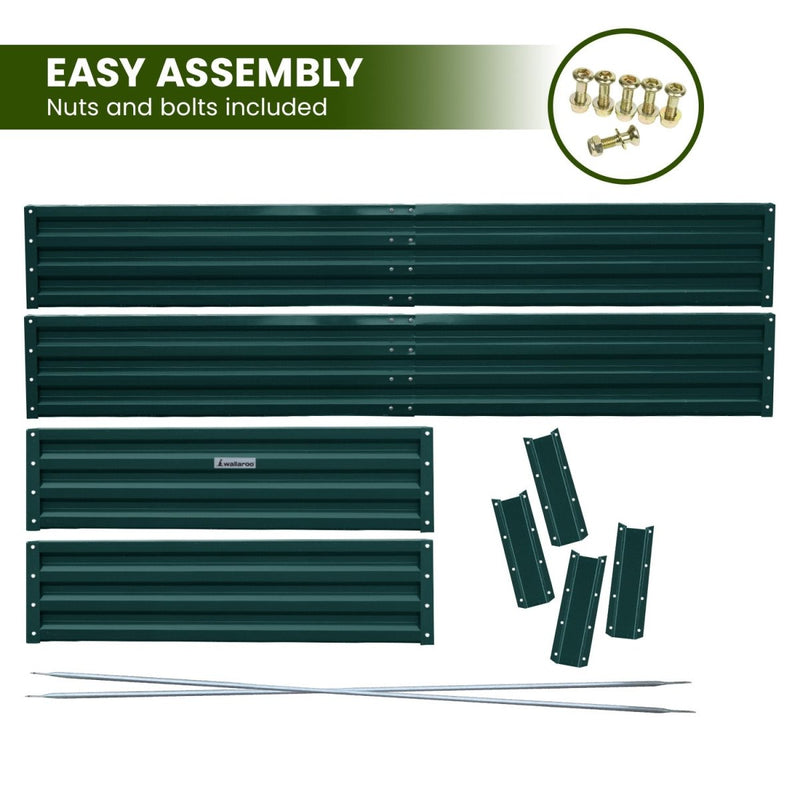 Home & Garden > Garden Beds - Wallaroo Garden Bed 240 x 120 x 30cm Galvanized Steel - Green - Garden Yard