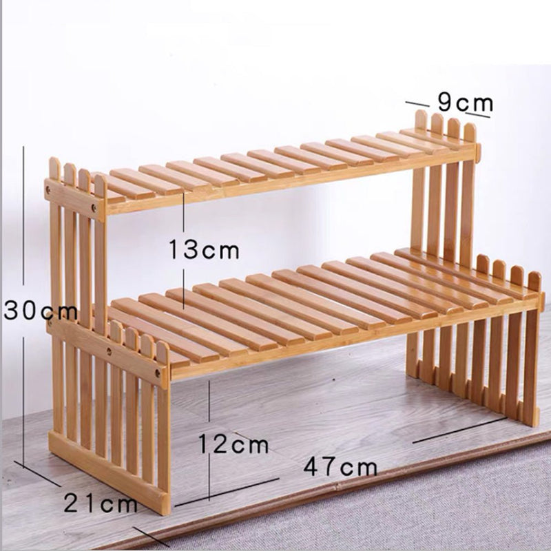 Home & Garden > Garden Furniture - 2 Tier Bamboo Plant Stand Shelves Flower Pot Rack Garden Indoor Outdoor Patio - Garden Yard