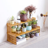 Home & Garden > Garden Furniture - 2 Tier Bamboo Plant Stand Shelves Flower Pot Rack Garden Indoor Outdoor Patio - Garden Yard