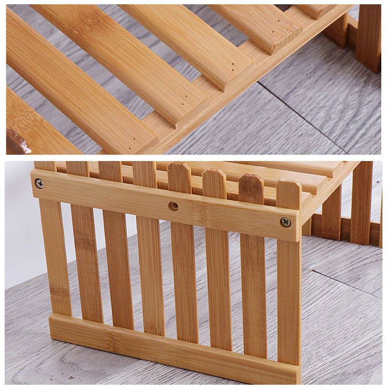 Home & Garden > Garden Furniture - 2 Tier Bamboo Plant Stand Shelves Flower Pot Rack Garden Indoor Outdoor Patio - Garden Yard