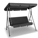 Home & Garden > Garden Furniture - Gardeon Outdoor Furniture Swing Chair Hammock 3 Seater Bench Seat Canopy Black - Garden Yard