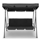 Home & Garden > Garden Furniture - Gardeon Outdoor Furniture Swing Chair Hammock 3 Seater Bench Seat Canopy Black - Garden Yard