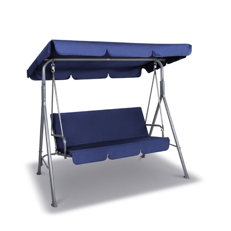 Home & Garden > Garden Furniture - Milano Outdoor Swing Bench Seat Chair Canopy Furniture 3 Seater Garden Hammock - Dark Blue - Garden Yard