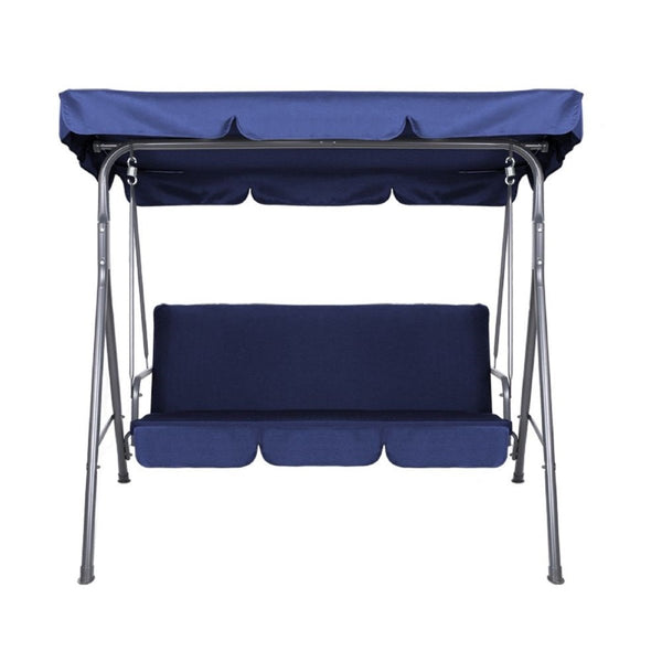 Home & Garden > Garden Furniture - Milano Outdoor Swing Bench Seat Chair Canopy Furniture 3 Seater Garden Hammock - Dark Blue - Garden Yard