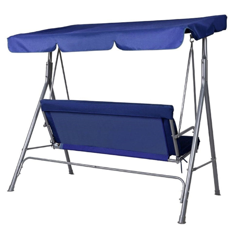 Home & Garden > Garden Furniture - Milano Outdoor Swing Bench Seat Chair Canopy Furniture 3 Seater Garden Hammock - Dark Blue - Garden Yard