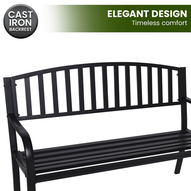 Home & Garden > Garden Furniture - Wallaroo Steel Outdoor Garden Bench - Classic - Garden Yard