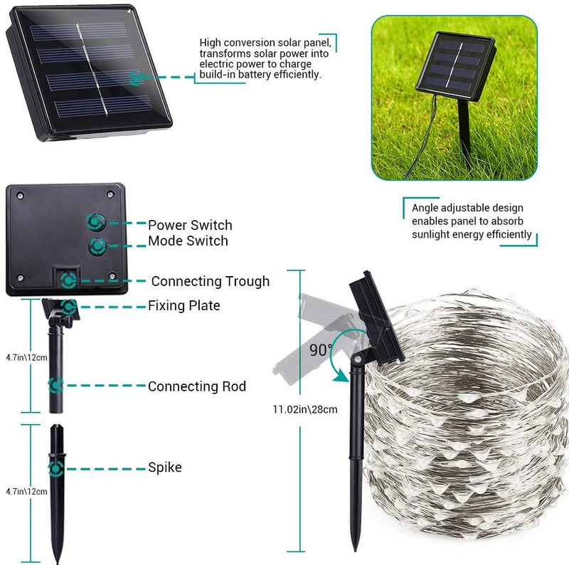 Home & Garden > Garden Lights - 200 Waterproof LED Solar Fairy Light Outdoor with 8 Lighting Modes for Home,Garden and Decoration - Garden Yard