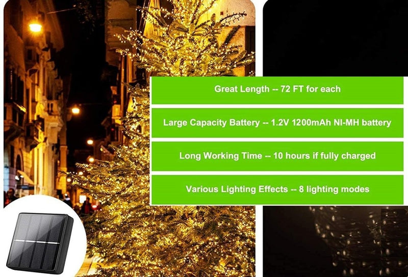 Home & Garden > Garden Lights - 200 Waterproof LED Solar Fairy Light Outdoor with 8 Lighting Modes for Home,Garden and Decoration - Garden Yard