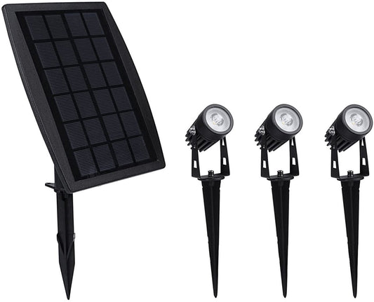 Home & Garden > Garden Lights - 3 x LED Spotlights Powered Solar Garden Lights Outdoor Waterproof (Warm White) - Garden Yard