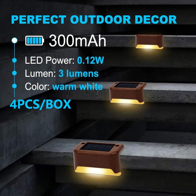 Home & Garden > Garden Lights - 4 Pack SolarPower Deck Lights Outdoor Step Lights Waterproof LED lights - Garden Yard