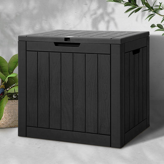 Home & Garden > Storage - Gardeon Outdoor Storage Box 118L Container Lockable Indoor Garden Toy Tool Shed Black - Garden Yard