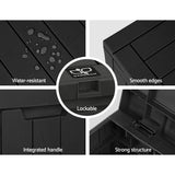 Home & Garden > Storage - Gardeon Outdoor Storage Box 118L Container Lockable Indoor Garden Toy Tool Shed Black - Garden Yard