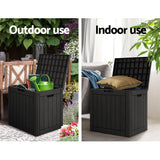 Home & Garden > Storage - Gardeon Outdoor Storage Box 118L Container Lockable Indoor Garden Toy Tool Shed Black - Garden Yard