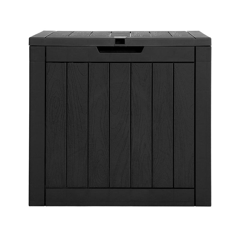 Home & Garden > Storage - Gardeon Outdoor Storage Box 118L Container Lockable Indoor Garden Toy Tool Shed Black - Garden Yard