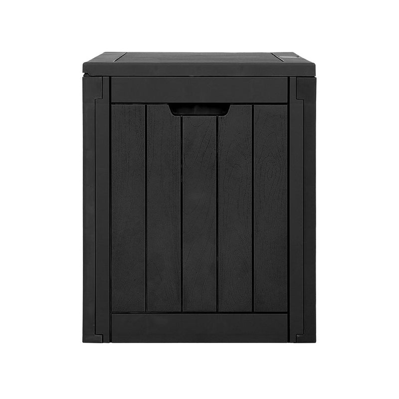 Home & Garden > Storage - Gardeon Outdoor Storage Box 118L Container Lockable Indoor Garden Toy Tool Shed Black - Garden Yard
