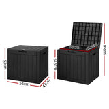 Home & Garden > Storage - Gardeon Outdoor Storage Box 118L Container Lockable Indoor Garden Toy Tool Shed Black - Garden Yard